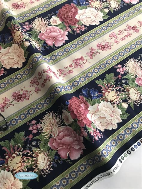 timeless treasures metallic sakura 11 flower stripe navy fabric|timeless treasures fabric collection.